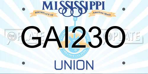 GAI23O Mississippi License Plate