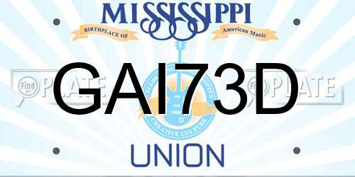 GAI73D Mississippi License Plate