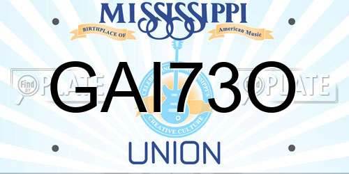 GAI73O Mississippi License Plate