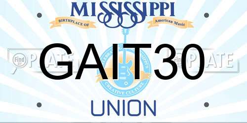 GAIT30 Mississippi License Plate