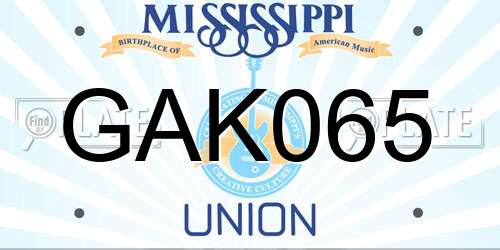 GAK065 Mississippi License Plate