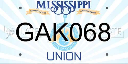 GAK068 Mississippi License Plate