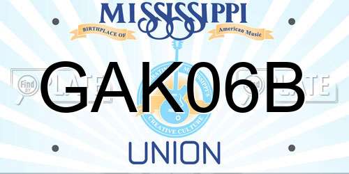 GAK06B Mississippi License Plate
