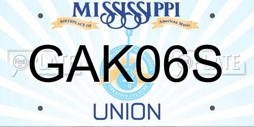 GAK06S Mississippi License Plate