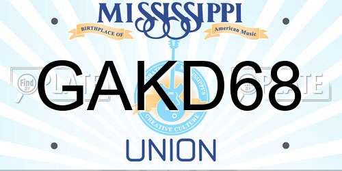 GAKD68 Mississippi License Plate