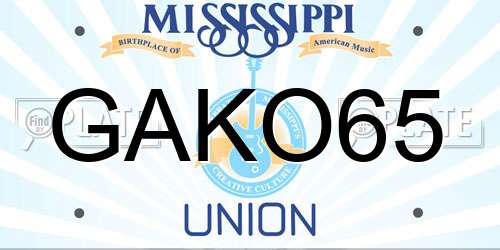 GAKO65 Mississippi License Plate