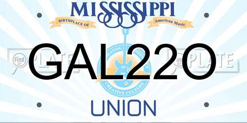 GAL22O Mississippi License Plate