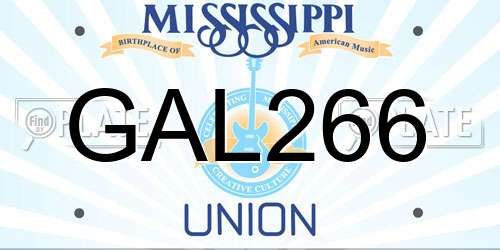 GAL266 Mississippi License Plate