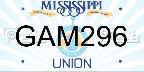 GAM296 Mississippi License Plate