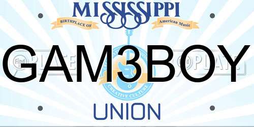 GAM3BOY Mississippi License Plate