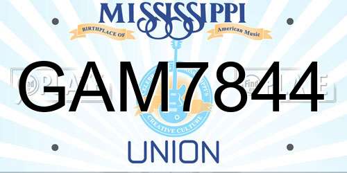 GAM7844 Mississippi License Plate