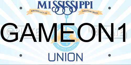 GAMEON1 Mississippi License Plate