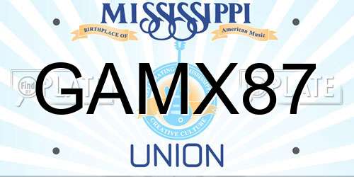 GAMX87 Mississippi License Plate