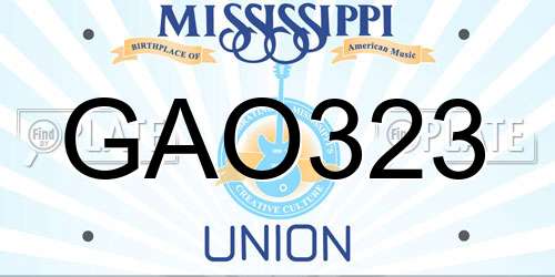GAO323 Mississippi License Plate