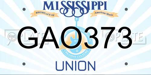 GAO373 Mississippi License Plate