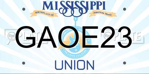 GAOE23 Mississippi License Plate