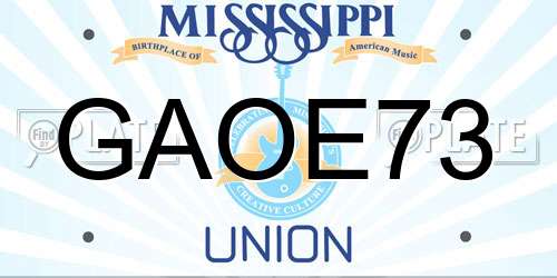 GAOE73 Mississippi License Plate