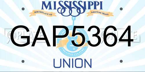 GAP5364 Mississippi License Plate