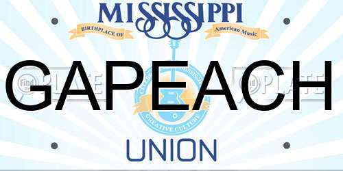 GAPEACH Mississippi License Plate