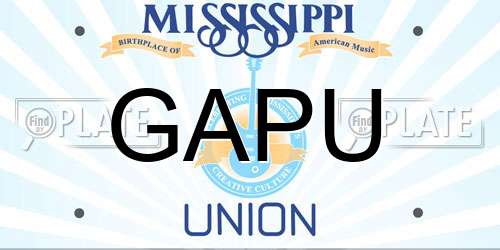 GAPU Mississippi License Plate