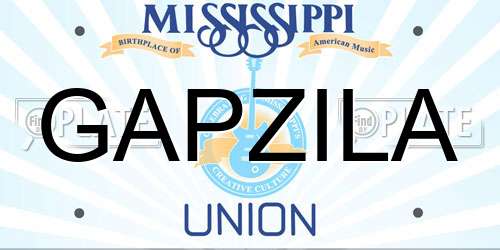 GAPZILA Mississippi License Plate