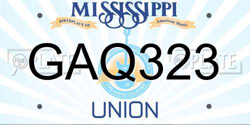 GAQ323 Mississippi License Plate