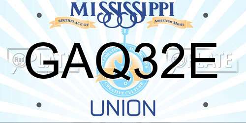 GAQ32E Mississippi License Plate