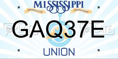 GAQ37E Mississippi License Plate