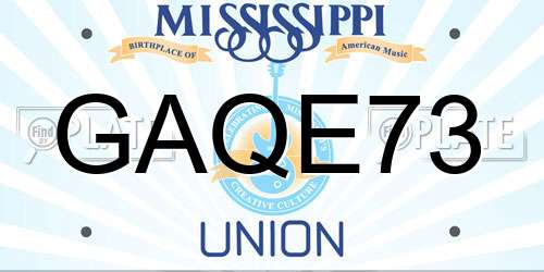 GAQE73 Mississippi License Plate