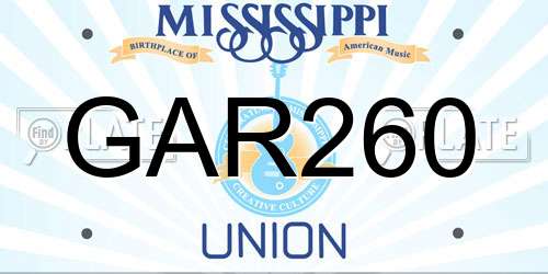 GAR260 Mississippi License Plate