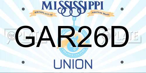 GAR26D Mississippi License Plate