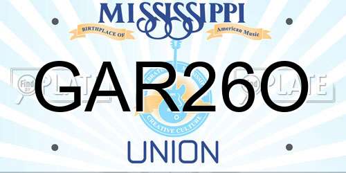 GAR26O Mississippi License Plate