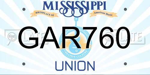 GAR760 Mississippi License Plate