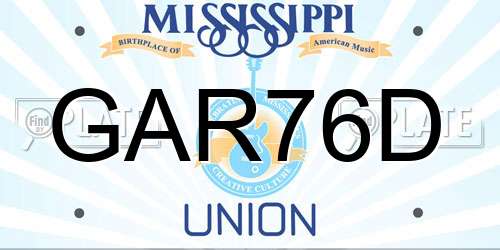 GAR76D Mississippi License Plate
