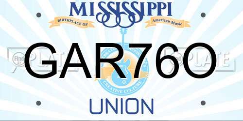 GAR76O Mississippi License Plate