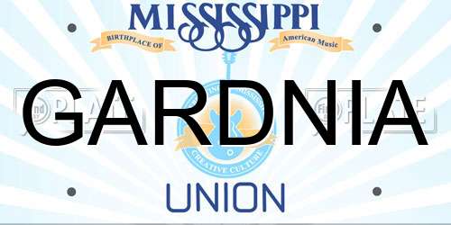GARDNIA Mississippi License Plate