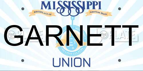 GARNETT Mississippi License Plate