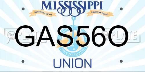 GAS56O Mississippi License Plate