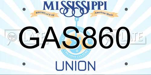 GAS860 Mississippi License Plate