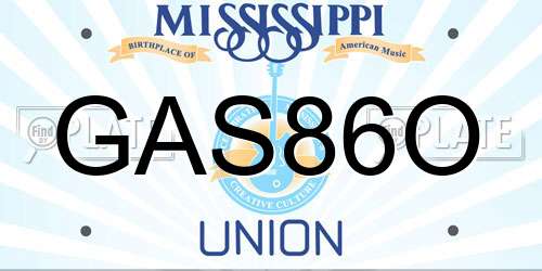 GAS86O Mississippi License Plate