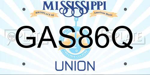 GAS86Q Mississippi License Plate