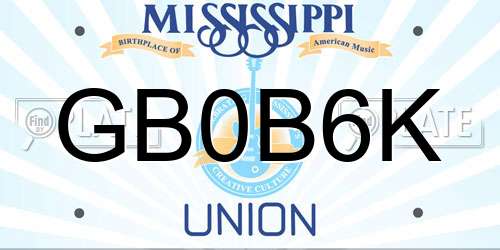 GB0B6K Mississippi License Plate