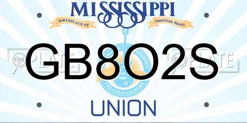 GB8O2S Mississippi License Plate