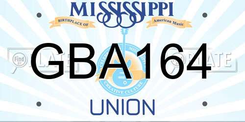 GBA164 Mississippi License Plate