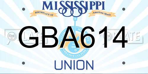 GBA614 Mississippi License Plate
