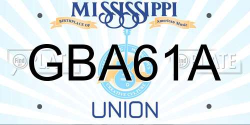 GBA61A Mississippi License Plate