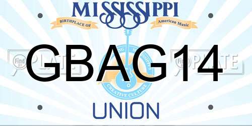 GBAG14 Mississippi License Plate