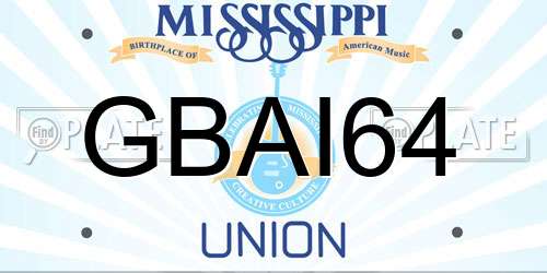 GBAI64 Mississippi License Plate