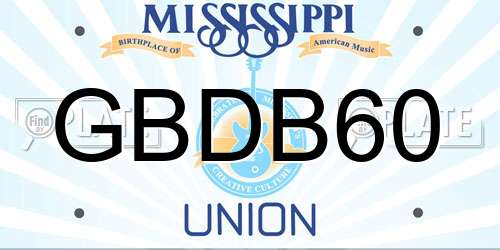 GBDB60 Mississippi License Plate