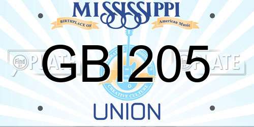 GBI205 Mississippi License Plate